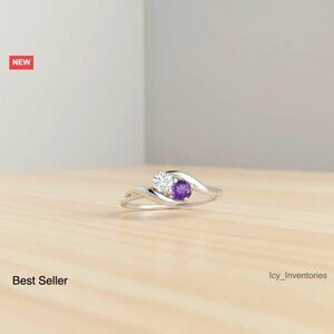 Elegant White Gold Diamond Amethyst Ring Classic Timeless Wedding Engagement